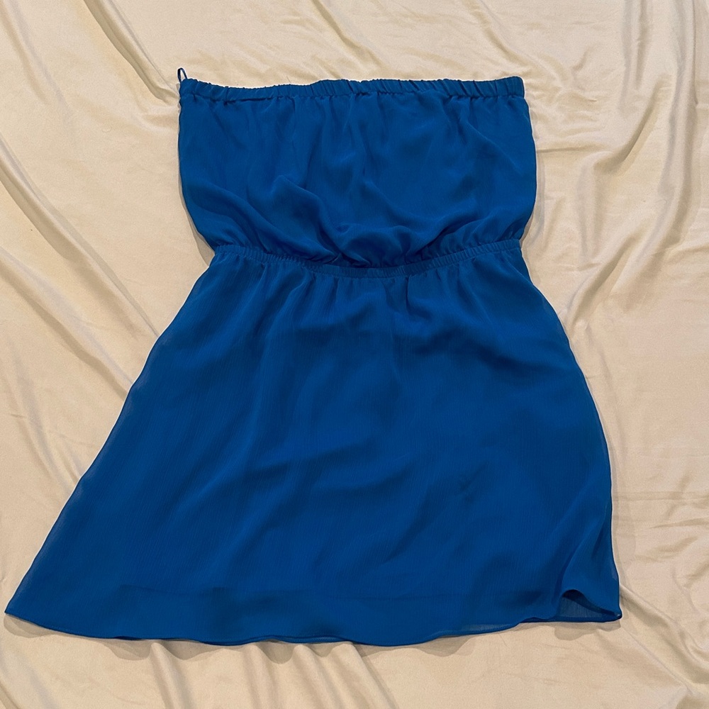 Express Strapless Dress in Blue